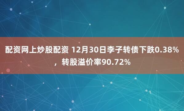 配资网上炒股配资 12月30日李子转债下跌0.38%，转股溢价率90.72%